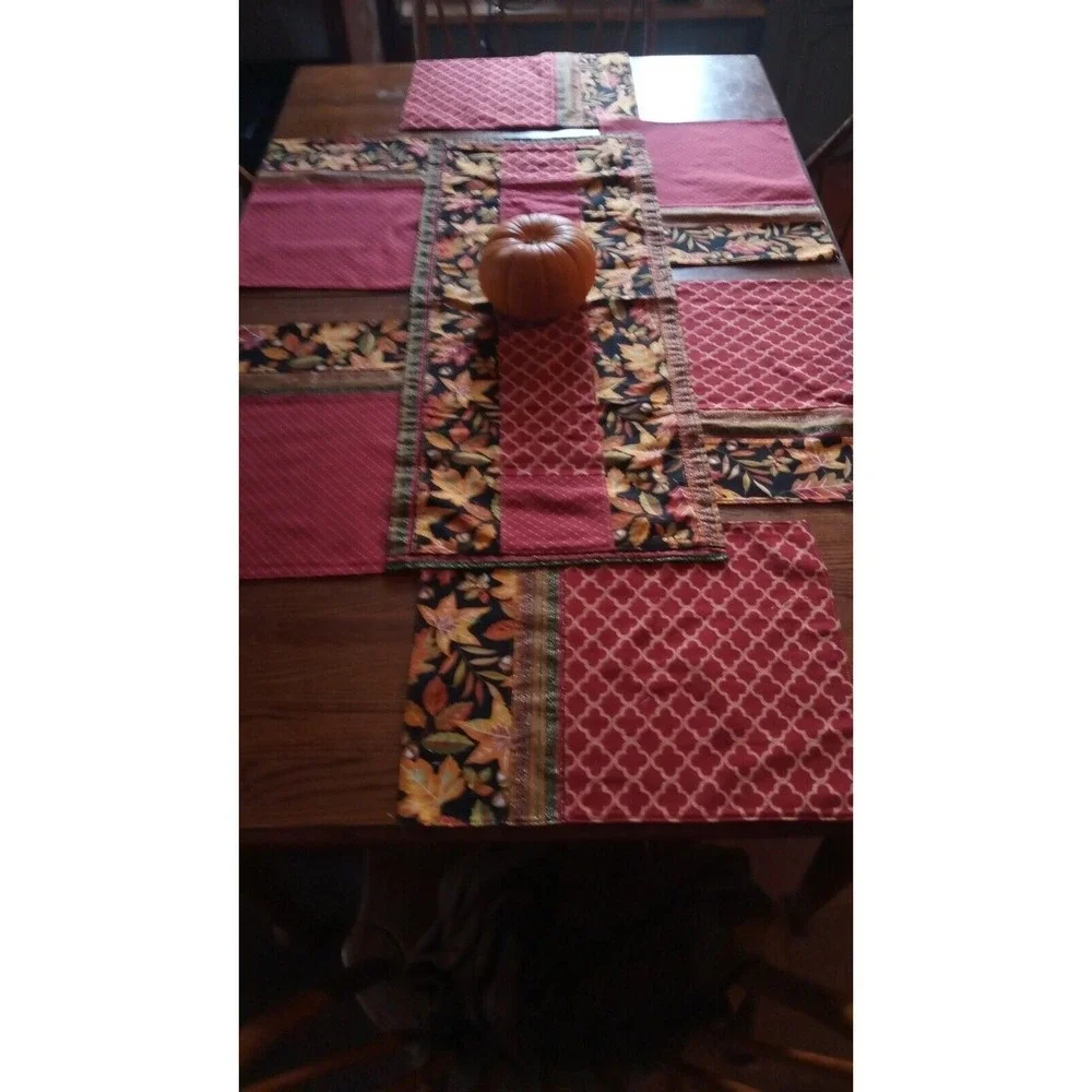 Thanksgiving Autumn‎ Fall Harvest  Placemats Set of 6 with Table Runner 36